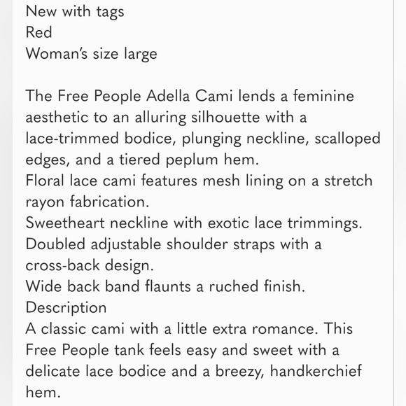 - Free People Adella Red Top Size Large - Picture 6 of 6